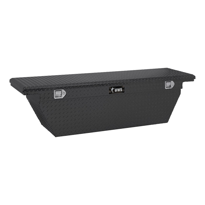 UWS EC10783 Matte Black Aluminum 69in. Deep Angle Tool Box; Low Profile (Heavy Packaging) - Truck Part Superstore