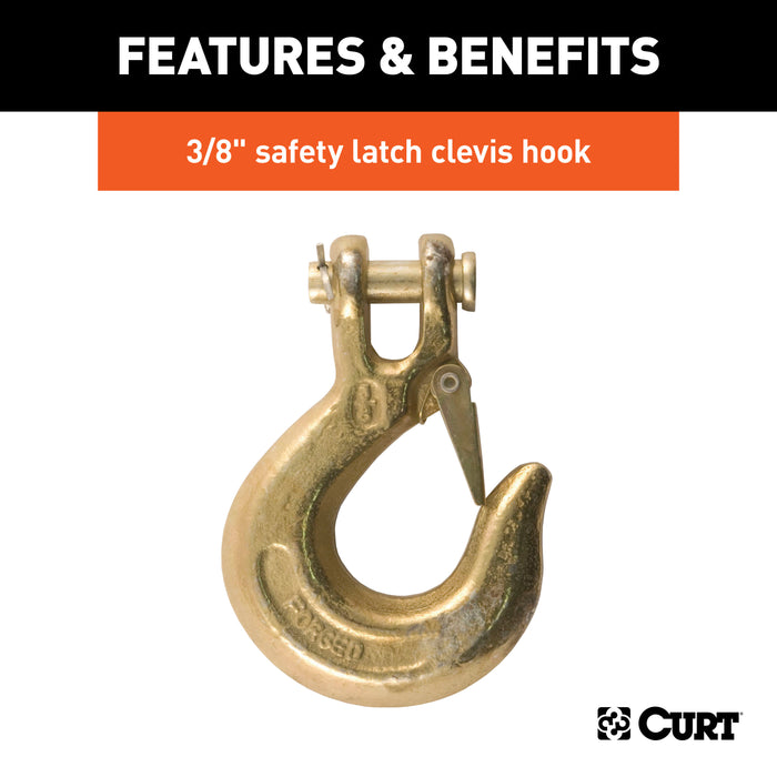 CURT 80315 35in. Safety Chain with 1 Clevis Hook (16;200 lbs; Yellow Zinc) - Truck Part Superstore