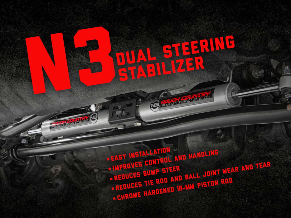 Rough Country 8749430 Dodge Dual Steering Stabilizer 14-20 RAM 2500/3500 Rough Country - Truck Part Superstore