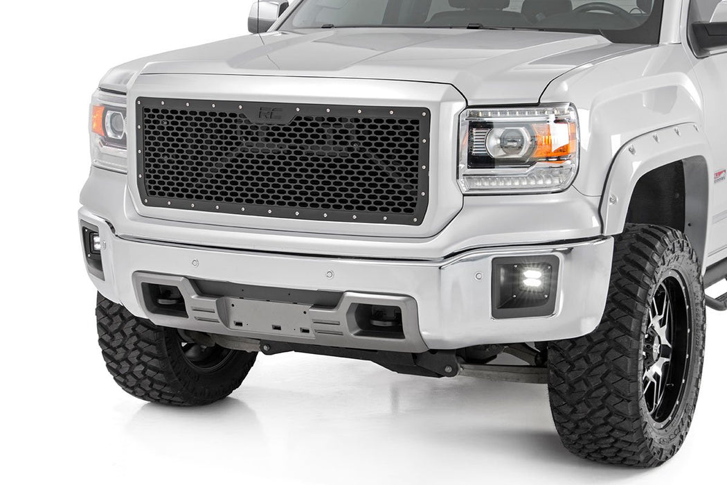 Rough Country 70188 Sierra Mesh Grille 14-15 1500 Sierra Black Powdercoat Stainless Steel Hardware Rough Country - Truck Part Superstore