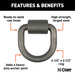 CURT 83760 3in.x 3in. Weld-On Tie-Down D-Ring (8;833 lbs; Raw Steel) - Truck Part Superstore