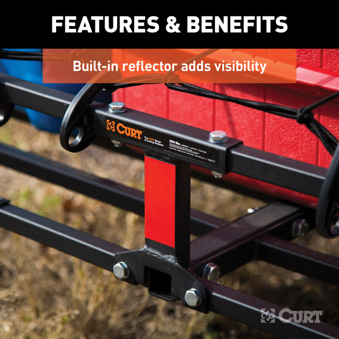 CURT 18145 48in. x 20in. Black Steel Basket Cargo Carrier (1-1/4in.; 2in. Adapter; 500 lbs. - Truck Part Superstore