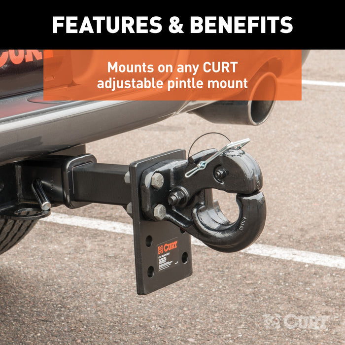 CURT 48205 Pintle Hook (10;000 lbs.; 2-1/2in. or 3in. Lunette Rings) - Truck Part Superstore