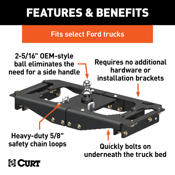 CURT 60700 OEM-Style Gooseneck Hitch; Select Ford F-250; F-350; F-450 Super Duty - Truck Part Superstore