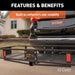 CURT 18151 60in. x 20in. Black Steel Basket Cargo Carrier (Folding 2in. Shank; 500 lbs.) - Truck Part Superstore