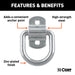 CURT 83742 3in. x 3in. Surface-Mounted Tie-Down D-Ring (3;600 lbs; Clear Zinc) - Truck Part Superstore