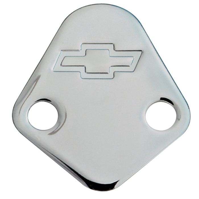 Proform 141-211 Fuel Pump Block-Off Plate; Chrome with Bowtie Logo; Fits BB Chevy V8 Engines - Truck Part Superstore