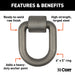 CURT 83780 3in.x 4in. Weld-On Tie-Down D-Ring (15;587 lbs; Raw Steel) - Truck Part Superstore