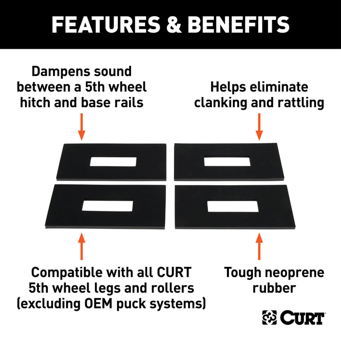 CURT 16900 CURT 16900 5th Wheel Rail Sound Dampening Pads; 4-Pack - Truck Part Superstore