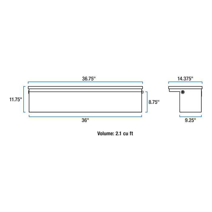 UWS TBSM-36-LP-BLK Gloss Black Aluminum 36in. Truck Side Tool Box; Low Profile (LTL Shipping Only) - Truck Part Superstore
