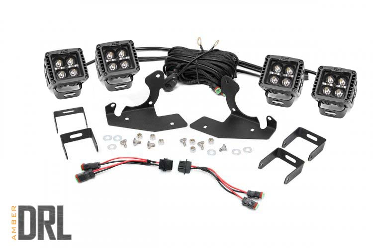 Rough Country 70628DRLA Chevrolet LED Fog Light Kit Black Series w/Amber DRL 11-14 Silverado 2500/3500HD Rough Country - Truck Part Superstore