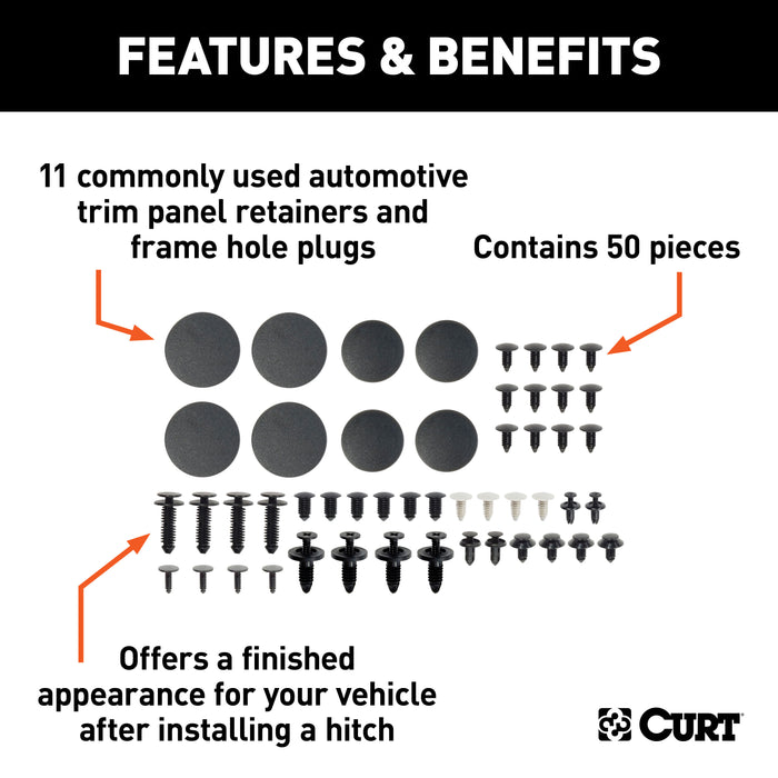 CURT 22322 CURT 22322 Assorted Automotive Trim Panel Retainers/Frame Hole Plugs; 50 Pieces - Truck Part Superstore