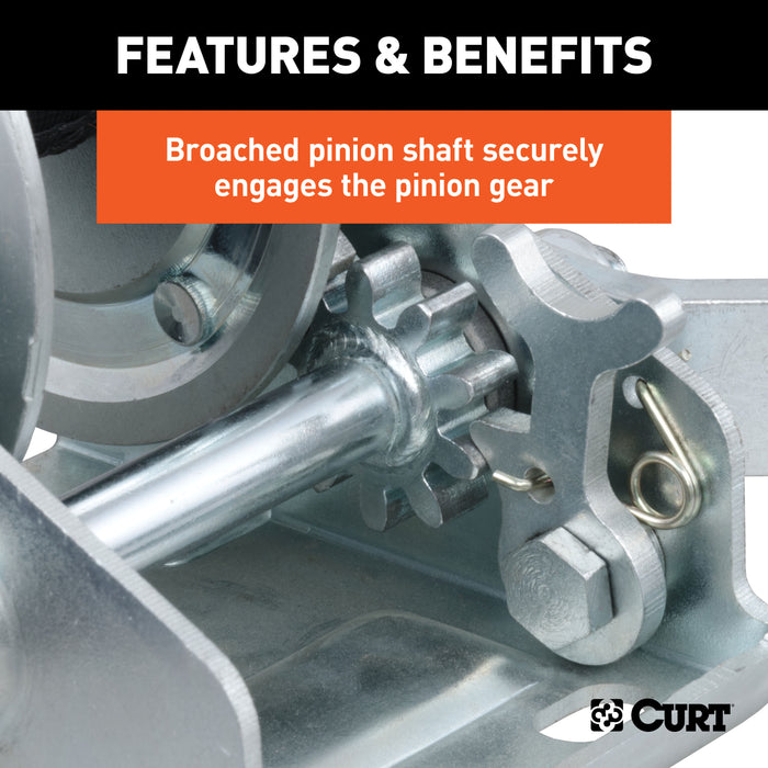 CURT 29433 Hand Crank Win. with 15ft. Strap (900 lbs; 6-1/2in. Handle) - Truck Part Superstore