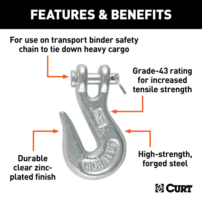 CURT 81340 5/16in. Clevis Grab Hook (3;900 lbs; 7/16in. Pin) - Truck Part Superstore
