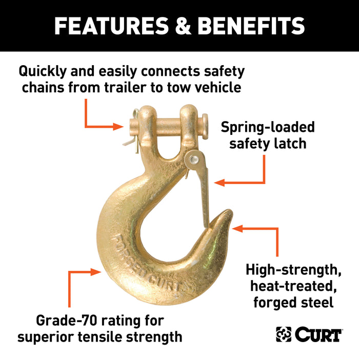 CURT 81960 3/8in. Safety Latch Clevis Hook (24;000 lbs; 3/8in. Pin) - Truck Part Superstore