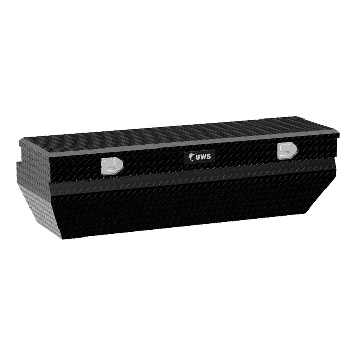 UWS TBC-62-WN-BLK Gloss Black Aluminum 62in. Wedged Angled Utility Chest Box (LTL Shipping Only) - Truck Part Superstore