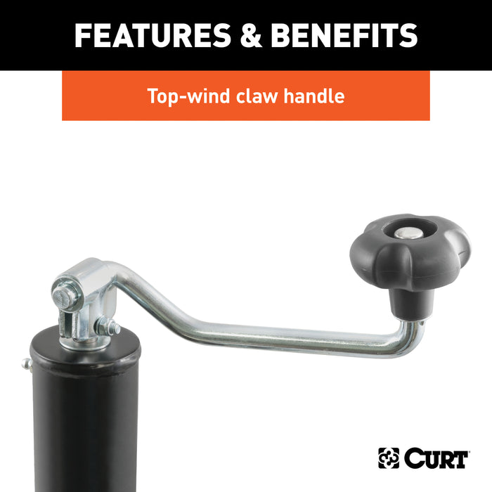 CURT 28323 Pipe-Mount Swivel Jack with Top Handle (2;000 lbs; 15in. Travel; Packaged) - Truck Part Superstore
