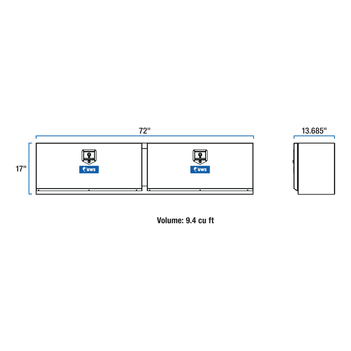 UWS EC40052 UWS EC40052 72-Inch Gloss Black Heavy-Wall Aluminum Double-Door Topside Tool Box - Truck Part Superstore