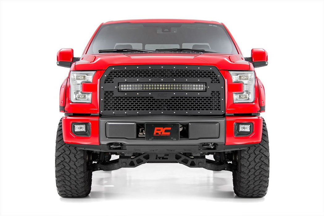 Rough Country 70193 Ford Mesh Grille w/30 Inch Dual Row Black Series LED 15-17 F-150 Rough Country - Truck Part Superstore