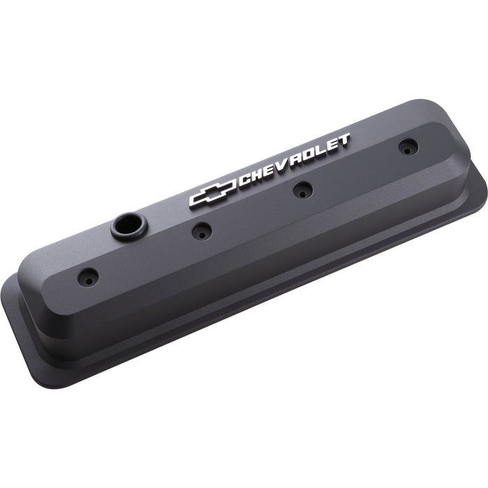 Proform 141-840 Valve Covers; SBC; 87-Pre LS; Ctr Bolt; Tall; Alum; Blk Crinkle; Raised Emblems - Truck Part Superstore