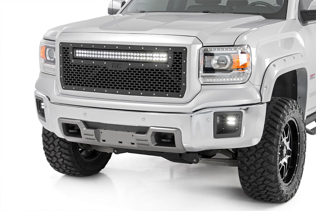 Rough Country 70190DRL Sierra Mesh Grille 30 Inch Dual Row Black Series LED w/Cool White DRL 14-15 Sierra 1500 Rough Country - Truck Part Superstore