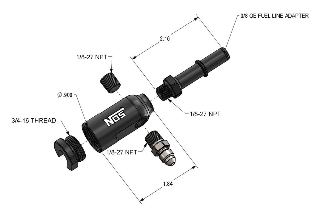 NOS/Nitrous Oxide System 17002NOS Fuel Line Adapter - Truck Part Superstore