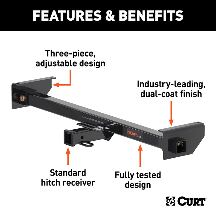 CURT 13701 Adjustable RV Trailer Hitch; 2in. Receiver (Up to 51in. Frames; 2in. Drop) - Truck Part Superstore
