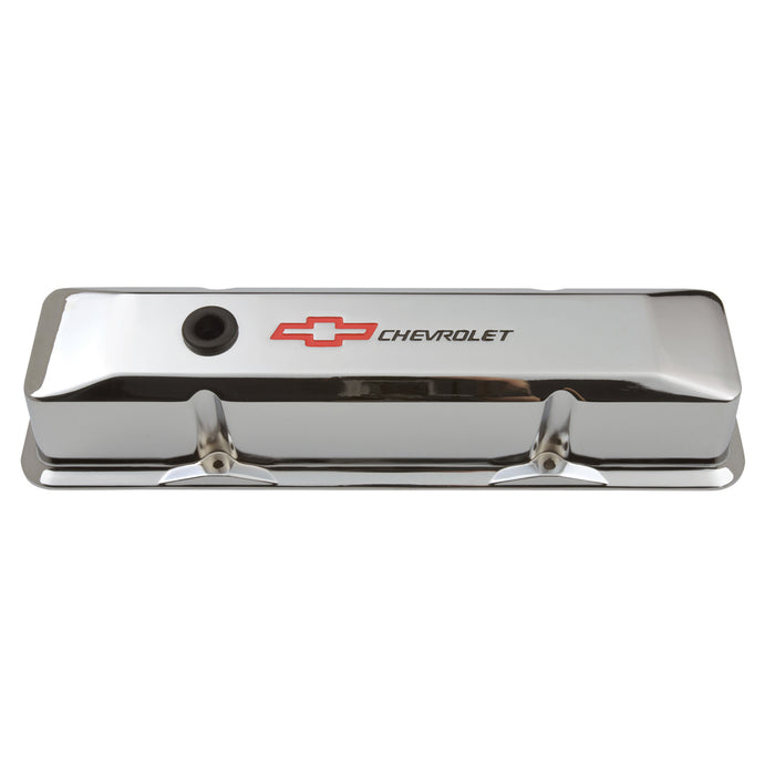 Proform 141-117 Engine Valve Covers; Tall Style; Die Cast; Chrome with Bowtie Logo; For SB Chevy - Truck Part Superstore