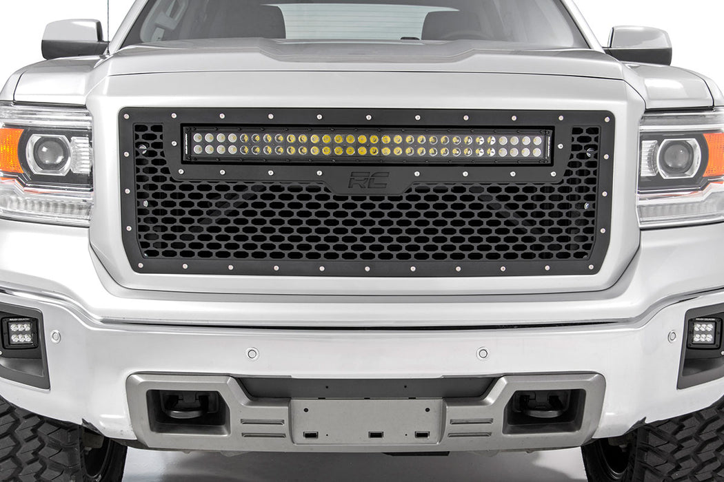 Rough Country 70190DRL Sierra Mesh Grille 30 Inch Dual Row Black Series LED w/Cool White DRL 14-15 Sierra 1500 Rough Country - Truck Part Superstore