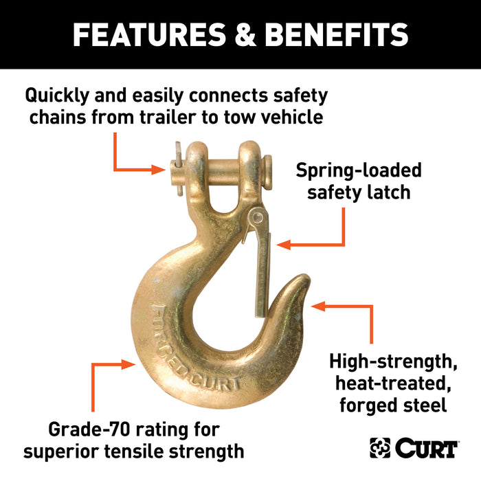 CURT 81950 5/16in. Safety Latch Clevis Hook (18;000 lbs; 5/16in. Pin) - Truck Part Superstore
