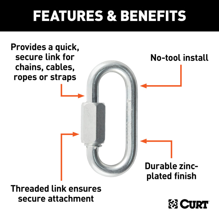 CURT 82610 1/4in. Quick Link (4;400 lbs. Breaking Strength) - Truck Part Superstore