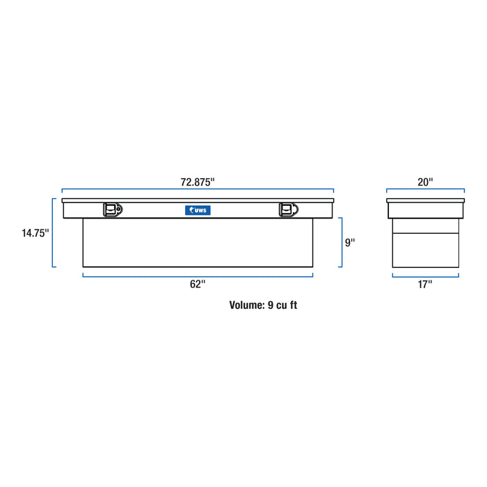 UWS EC10561 UWS EC10561 72-Inch Heavy-Wall Aluminum Truck Tool Box; RigidCore Lid - Truck Part Superstore