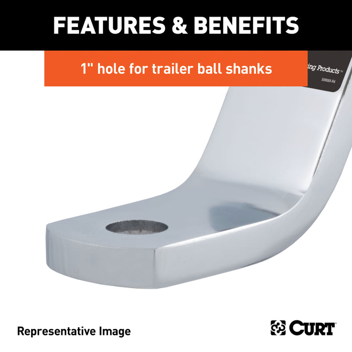 CURT 45296 Class 3 Ball Mount (2in. Shank; 7;500 lbs.; 4in. Drop; 8-1/4in. Long; Chrome) - Truck Part Superstore