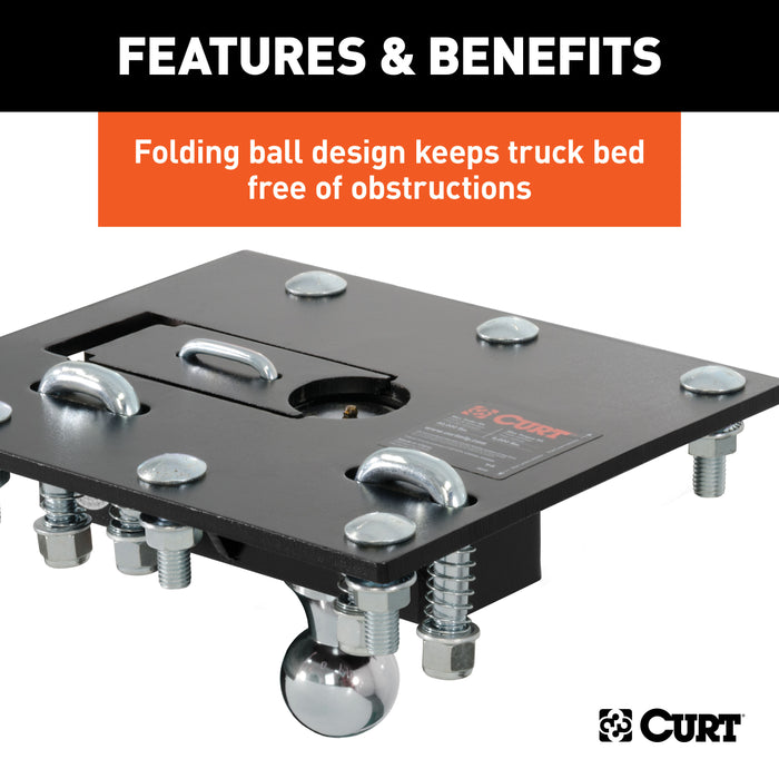 CURT 61052 CURT 61052 Over-Bed Folding Ball Gooseneck Hitch; 30;000 lbs; 2-5/16-Inch Ball - Truck Part Superstore