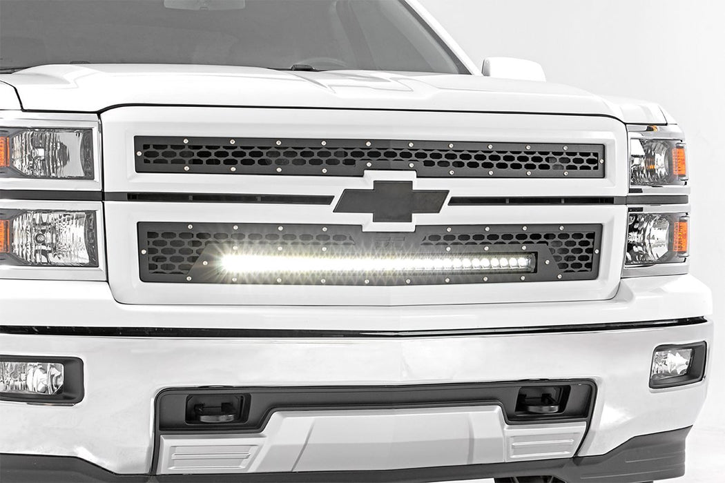 Rough Country 70103 Mesh Grille w/30 Inch Black Series LED 14-15 Silverado 1500 Rough Country - Truck Part Superstore