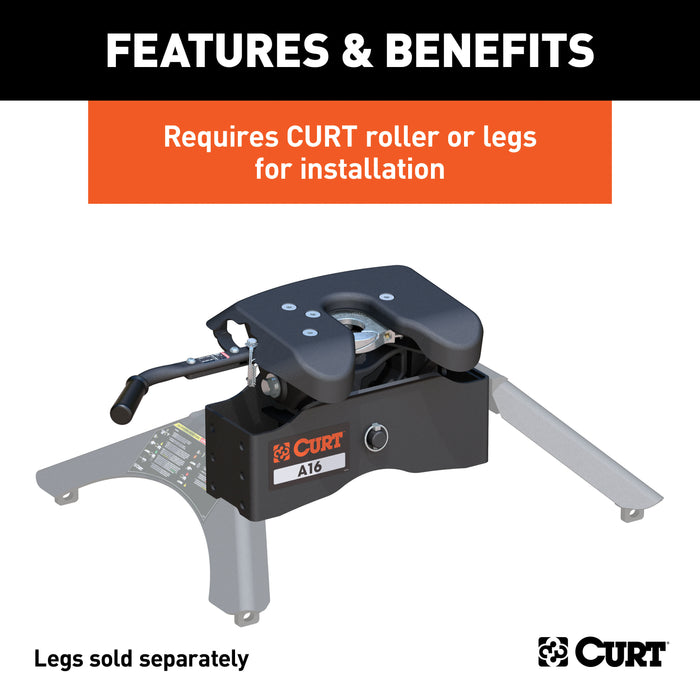 CURT 16520 CURT 16520 A16 5th Wheel Hitch Head Only; Legs or Roller Required; 16;000 lbs - Truck Part Superstore