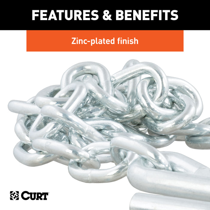 CURT 80301 48in. Safety Chain with 2 S-Hooks (7;000 lbs; Clear Zinc) - Truck Part Superstore