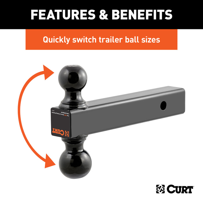 CURT 45660 Multi-Ball Mount (2in. Solid Shank; 2in./2-5/16in. Black Balls) - Truck Part Superstore