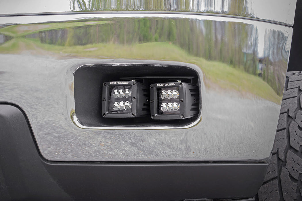 Rough Country 70628DRL Chevrolet LED Fog Light Kit Black Series w/White DRL 11-14 Silverado HD Rough Country - Truck Part Superstore