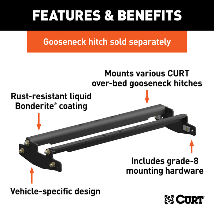 CURT 61301 Over-Bed Gooseneck Installation Brackets; Select Silverado; Sierra 2500; 3500 HD - Truck Part Superstore