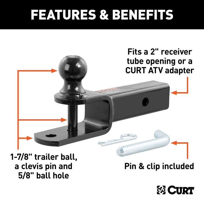 CURT 45005 3-in-1 ATV Ball Mount with 2in. Shank and 1-7/8in. Trailer Ball - Truck Part Superstore