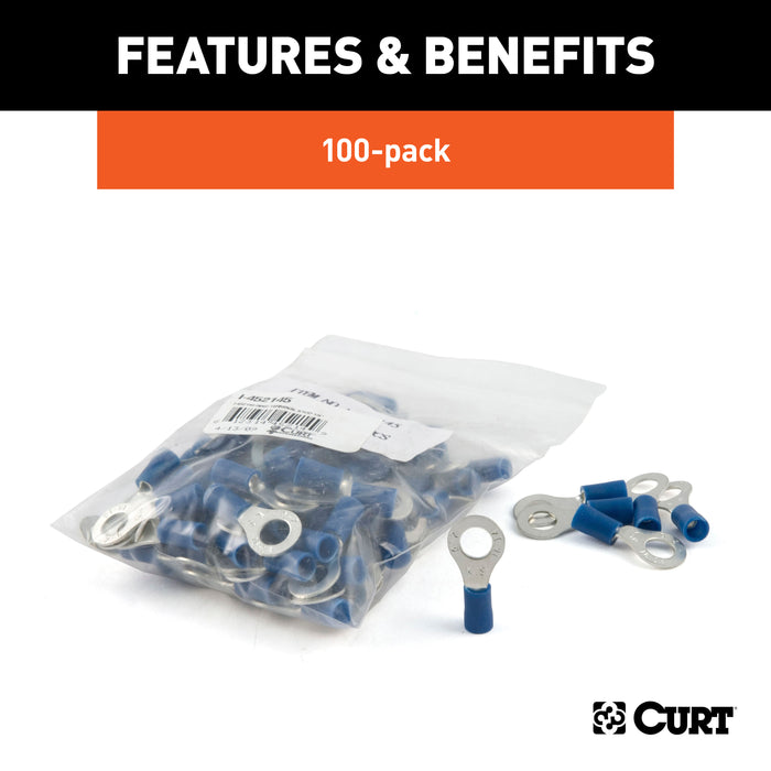 CURT 59522 Ring Terminals (16-14 Wire Gauge; 1/4in. Stud Size; 100-Pack) - Truck Part Superstore