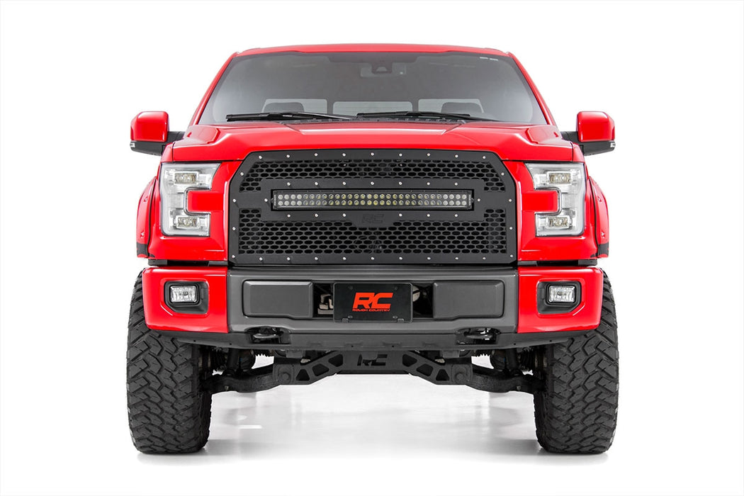 Rough Country 70193DRL Ford Mesh Grille 30 Inch Dual Row Black Series LED w/Cool White DRL 15-17 F-150 Rough Country - Truck Part Superstore