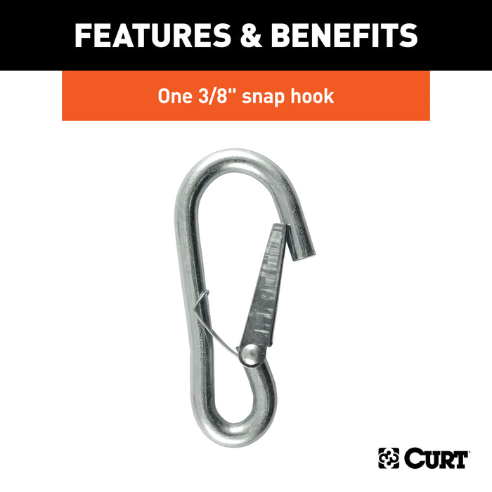 CURT 80312 27in. Safety Chain with 1 Snap Hook (2;000 lbs; Clear Zinc) - Truck Part Superstore
