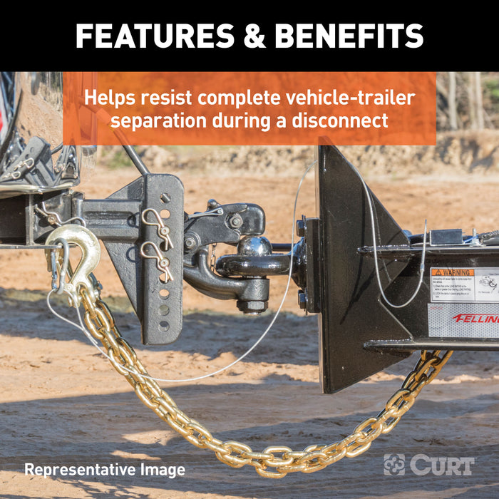 CURT 80304 35in. Safety Chain with 1 Clevis Hook (18;800 lbs; Yellow Zinc) - Truck Part Superstore