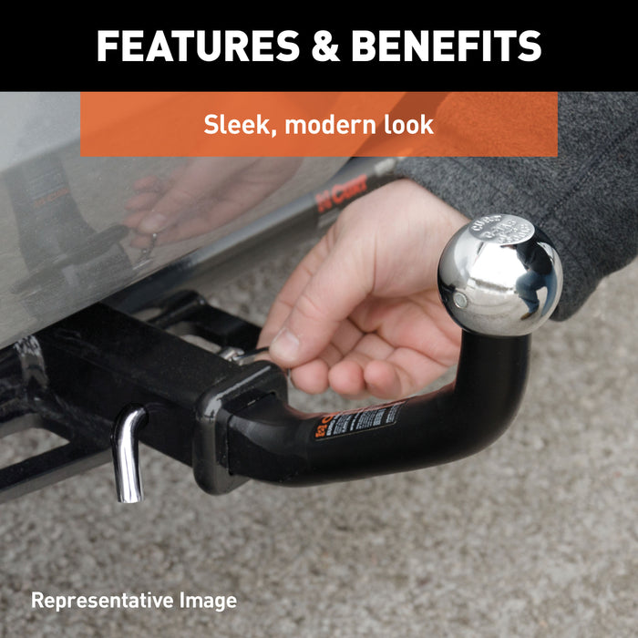 CURT 45582 Euro Mount (2in. Ball; 1-1/4in. Shank; 3;500 lbs.;-3/4in. High; 8-3/4in. Long) - Truck Part Superstore