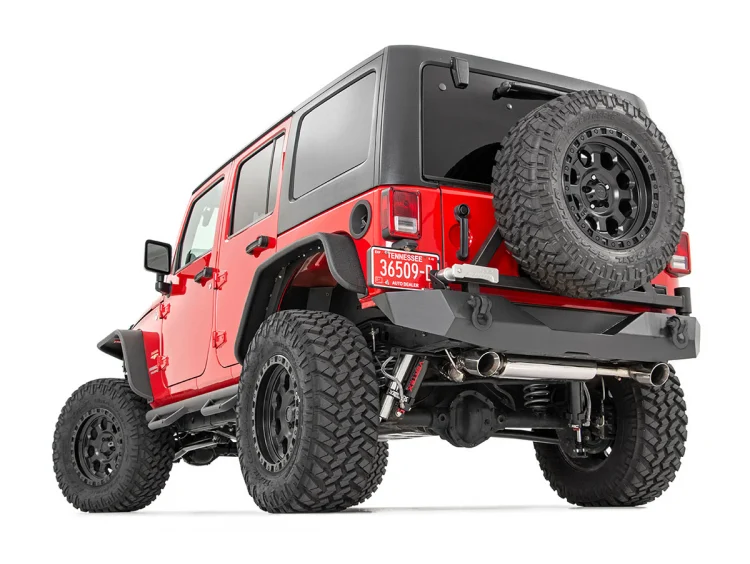 Rough Country 10594A Jeep Rock Crawler Rear HD Bumper w/Tire Carrier 07-18 Wrangler JK Rough Country - Truck Part Superstore