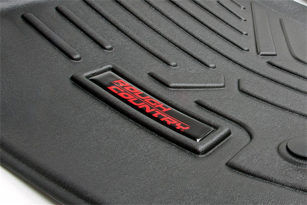 Rough Country M-21142 Heavy Duty Floor Mats Front/Rear W/Center 14-19 Silverado/Sierra 1500/2500 HD/3500 HD Double Cab Rough Country - Truck Part Superstore
