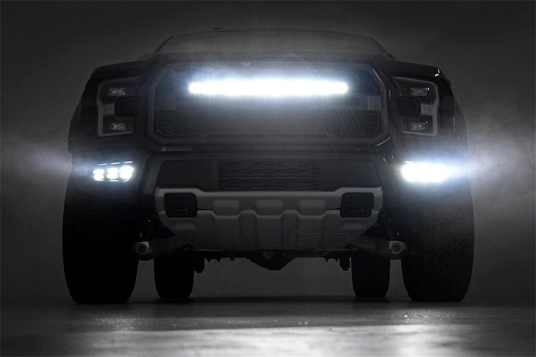 Rough Country 70700DRLA Ford Triple LED Fog Light Kit Black Series w/Amber DRL 17-19 F-150 Raptor Rough Country - Truck Part Superstore