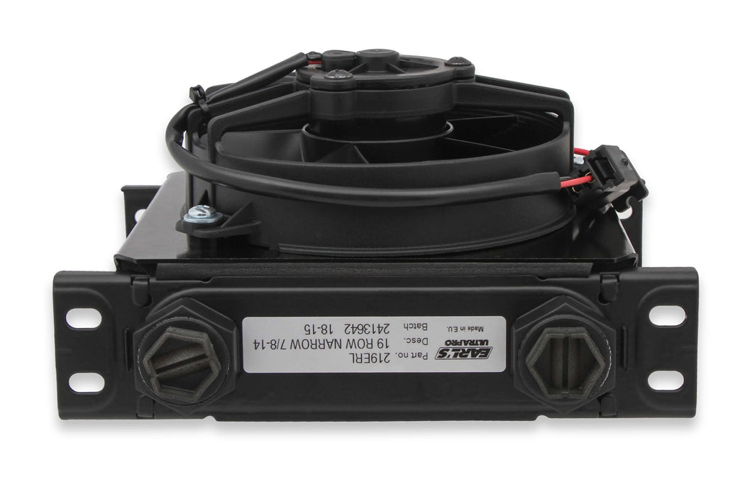 Earl's Performance FP219ERL UltraPro Oil Cooler; Black; w/Fan Pack; 19 Row; -10AN Female; Narrow; - Truck Part Superstore